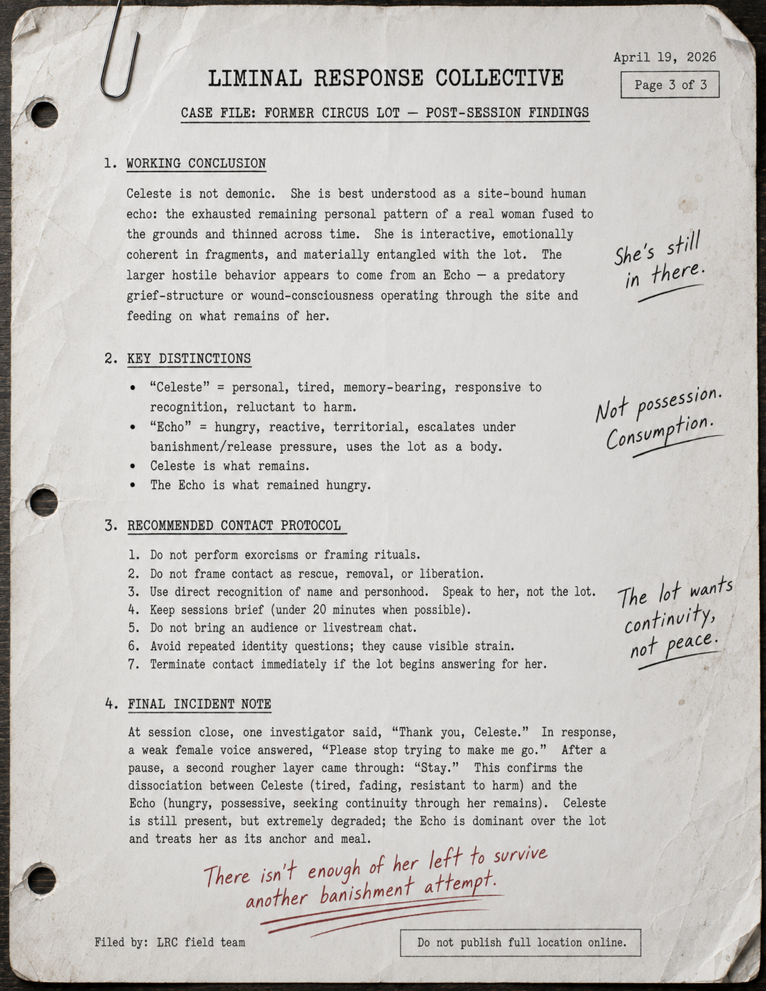 Modern day exorcism attempt document 3
